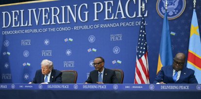 Trump con los presidentes Kagame Congo) y Tshisekedi (Ruanda)/ Andrew Caballero- Reynolds