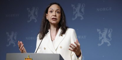 María Corina Machado ofrece una rueda de prensa en Oslo