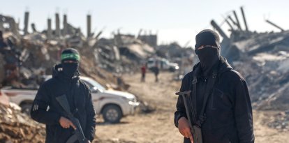 Palestinian Hamas militants in the Jabalia refugee camp