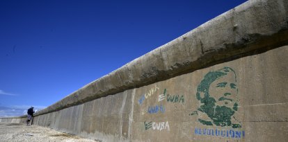 Un grafiti de Fidel Castro en La Habana.
