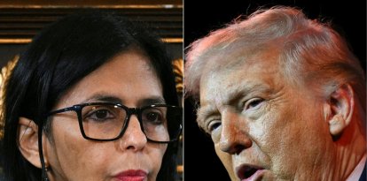 Delcy Rodríguez y Donald Trump en una combinación de fotos