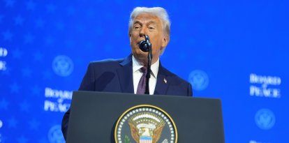 President Donald Trump speaks during a Board of Peace charter announcement during the Annual Meeting of the World Economic Forum in Davos, Switzerland, Thursday, Jan. 22, 2026.