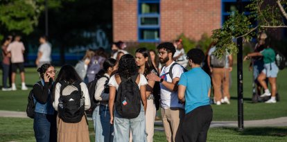 Students gather on the campus