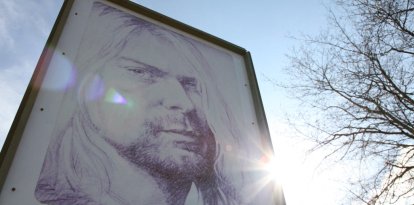 Un cartel en el parque Kurt Cobain en Aberdeen, Washington, el 1 de abril de 2014.