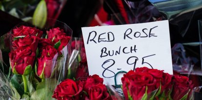 Rosas en venta para San Valentín-Imagen de Archivo