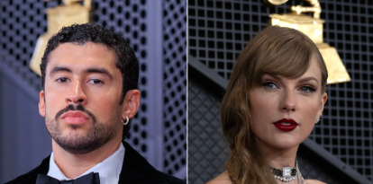 Montaje de Taylor Swift y Bad Bunny en los Grammy