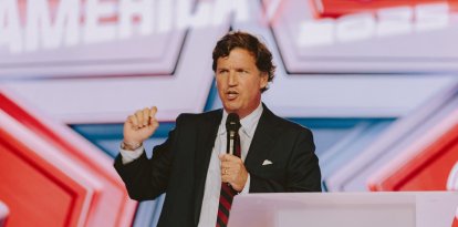 Conservative political commentator and podcast host Tucker Carlson speaks at Turning Point's annual AmericaFest conference, in remembrance of late right-wing political activist Charlie Kirk, in Phoenix, Arizona on December 18, 2025.
Kirk was shot dead on a Utah college campus in September, sparking a wave of grief among conservatives, and threats of a clampdown on the "radical left" from President Donald Trump.