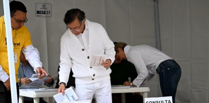 El presidente de Colombia, Gustavo Petro, durante las elecciones legislativas