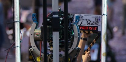 Una claqueta de cine. Foto de archivo