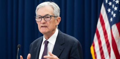Jerome Powell durante una conferencia de prensa/ Saul Loeb
