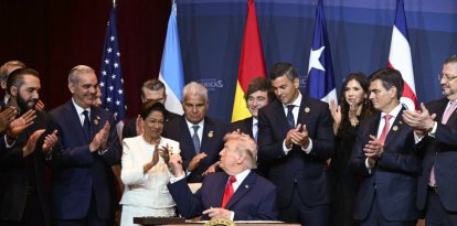 Trump alongside other right-wing leaders from Latin America and the Caribbean