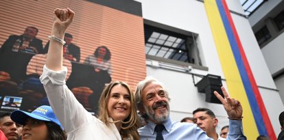 Paloma Valencia y su compañero de fórmula, Juan Daniel Oviedo.