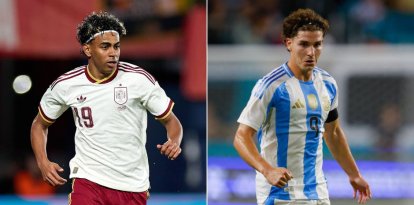 Los futbolistas Lamine Yamal y Julián Álvarez, con España y Argentina