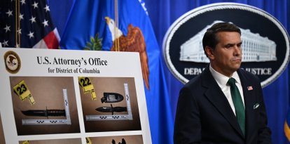 Acting US Attorney General Todd Blanche looks on during a news conference at Department of Justice headquarters in Washington, DC, on April 27, 2026. The man accused in the shooting at a media gala attended by Donald Trump was arraigned in court Monday on charges of trying to assassinate the president and two firearms crimes. Cole Allen, 31, faces a sentence of up to life in prison if convicted of attempting to kill Trump during the incident on Saturday at the White House Correspondents Association dinner in Washington. (Photo by ANNABELLE GORDON / AFP)