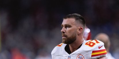 SP - SAO PAULO - 09/05/2025 - NFL 2025, LOS ANGELES CHARGERS x KANSAS CITY CHIEFS - Travis Kelce of the Kansas City Chiefs during a match against the Los Angeles Chargers at the Arena Corinthians stadium, in Sao Paulo, Brazil, for Week 1 of the NFL 2025. Photo: Ettore Chiereguini/AGIF (Photo by Ettore Chiereguini / AGIF via AFP)