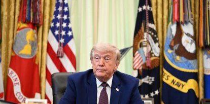 US President Donald Trump speaks to the press in the Oval Office of the White House in Washington, DC, on June 3, 2026. (Photo by Mandel NGAN / AFP)