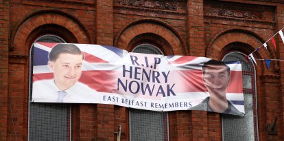 A poster in remembrance of stabbing victim Henry Nowak