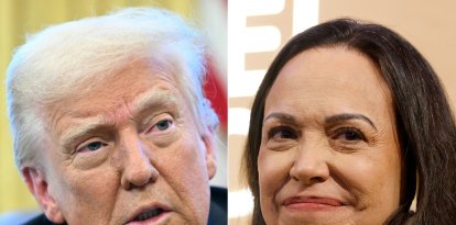 Combinación de fotos del presidente Donald Trump y María Corina Machado