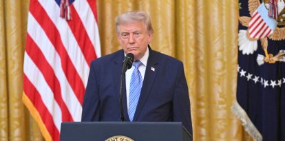 Donald Trump, se dirige a la nación desde el Salón Este de la Casa Blanca en Washington,