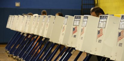 Un centro de votación en Manhattan.