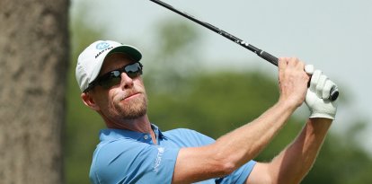 David Hearn of Canada tees off on the 4th hole during Day Three of the RBC Canadian Open