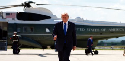 El presidente Donald Trump antes de partir del Hagerstown Regional Airport en Washington County, Maryland, este 31 de julio.