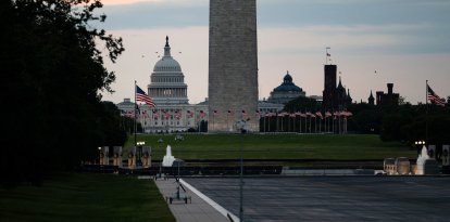 El estanque reflectante del Monumento a Lincoln, ahora sin agua