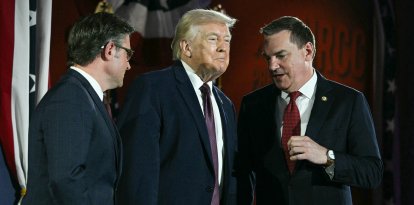 Mike Johnson, Donald Trump y Richard Hudson/ Jim Watson