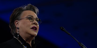 Harriet Hageman en un evento de CPAC/ Zach D Roberts