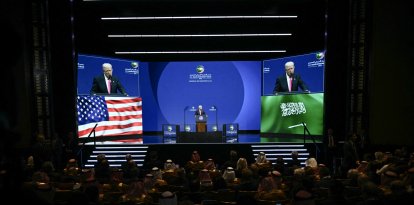 Donald Trump pronuncia un discurso en el Foro de Inversiones Estados Unidos-Arabia Saudita en el Centro John F. Kennedy