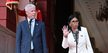 Delcy Rodríguez y el secretario de Energía de Estados Unidos, Chris Wright, en Caracas este 2 de septiembre.