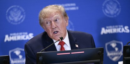 Donald Trump durante una reunión del Escudo de las Américas/ Brendan Smialowski