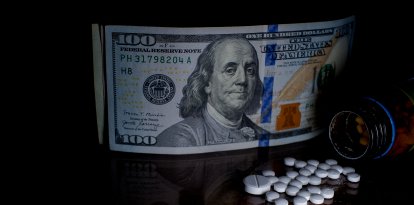 The US dollars and some medicine finance health in the USA.