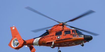 A U.S. Coast Guard MH-65 Dolphin on approach to Boeing Field, Seattle, Washington. (Files)