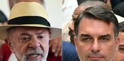Una imagen editada de Lula da Silva y Flavio Bolsonaro