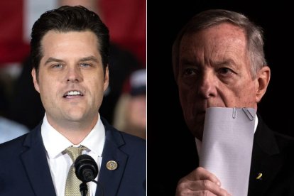Montaje del senador demócrata Dick Durbin y el excongresista republicano Matt Gaetz