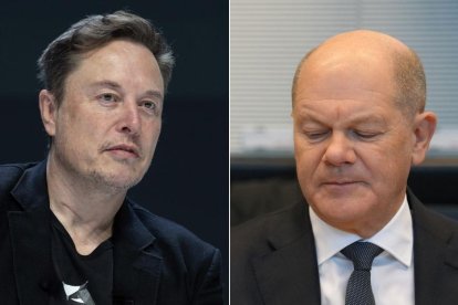 Elon Musk y el canciller alemán, Olaf Scholz