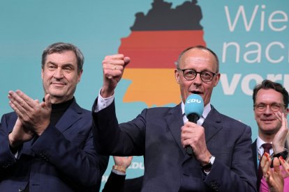 Friedrich Merz (CDU, centro), presidente del partido y candidato a canciller.
