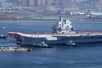 Un astillero en el astillero de Dalian, China