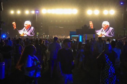 Bernie Sanders durante el festival de Coachella
