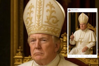 Imagen creada por IA en la que se ve a Trump caracterizado como papa de la Iglesia Católica.