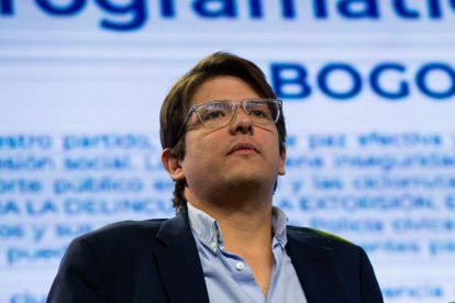 Miguel Uribe Turbay, durante un mitin. Imagen de archivo