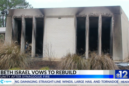 Captura de pantalla de la fachada de la congregación Beth Israel tras un incendio a inicios de enero