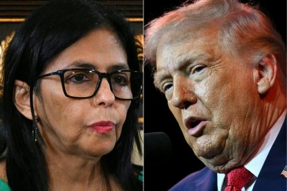 Delcy Rodríguez y Donald Trump en una combinación de fotos