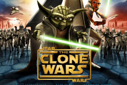Cartel de las Clone Wars con Yoda en primer plano