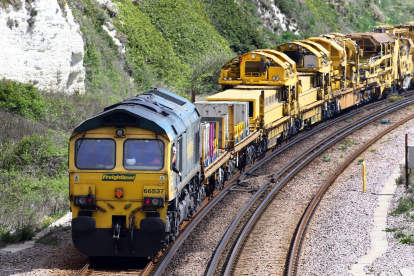 A Freightliner freight train, part of the Freightliner Group, passes through Dover in Kent. Picture date: Friday April 26, 2019. Photo credit should read: Gareth Fuller/PA Wire