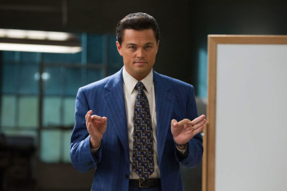 Leonardo Di Caprio en El Lobo de Wall Street.