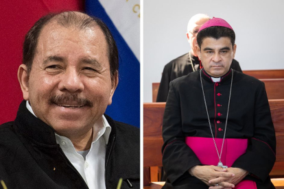 Daniel Ortega, presidente de Nicaragua, y Rolando Álvarez, obispo encarcelado por el régimen sandinista.