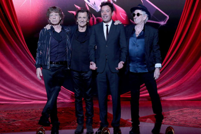 La banda británica The Rolling Stones presentó el miércoles 6 de septiembre su single 'Angry' en Londres junto al presentador Jimmy Fallon.