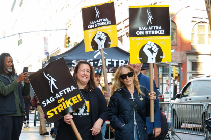 Piquete de la huelga de actores en Nueva York en octubre.